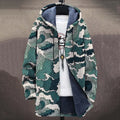 Retro Waves Art Print Long Sleeve Hooded Cardigan Jacket