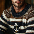 Vintage Anchor Contrast Pattern Warmth Knitted Jacquard Unisex Sweater